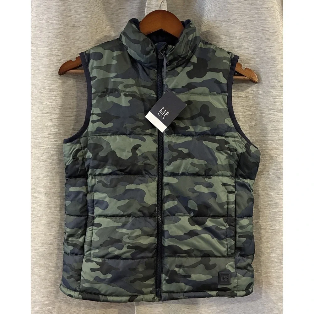 Gap Kids Boys 10/12 Medium Camo Puffer Vest New With Tags Outdoor